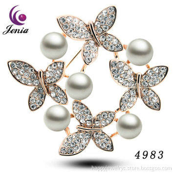 Jenia Lady Jewelry White Crystal Brooch With Fashion Design Brooch